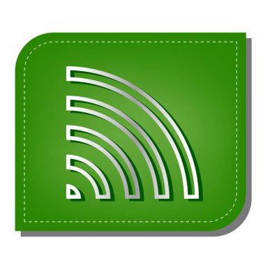 Kadın imzası. Yeşil yapraklı, koyu yeşil gölgeli gümüş çizgi simgesi.