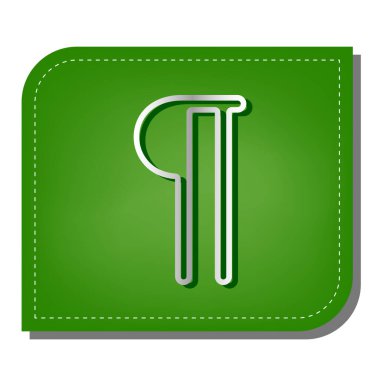 Paragraf işareti. Yeşil yapraklı, koyu yeşil gölgeli gümüş çizgi simgesi.