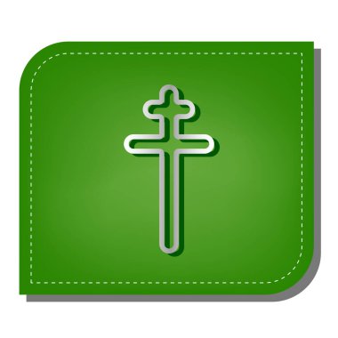 Çapraz. Yeşil yapraklı, koyu yeşil gölgeli gümüş çizgi simgesi.