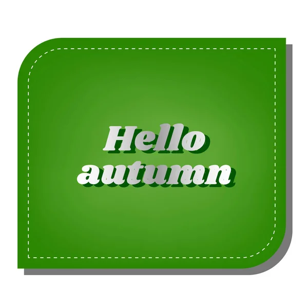 秋天的贺卡 生态补丁绿叶上带有深绿色阴影的银色渐变线图标 — 图库矢量图片