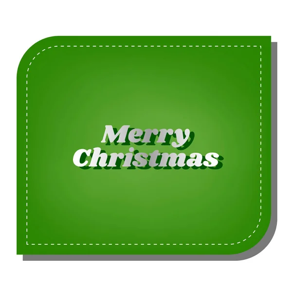 Feliz Lema Navidad Icono Línea Gradiente Plata Con Sombra Verde — Vector de stock