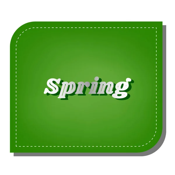 Bahar Sloganı Yeşil Yapraklı Koyu Yeşil Gölgeli Gümüş Çizgi Simgesi — Stok Vektör