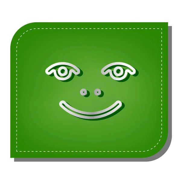 Gülümse Ikon Yeşil Yapraklı Koyu Yeşil Gölgeli Gümüş Çizgi Simgesi — Stok Vektör