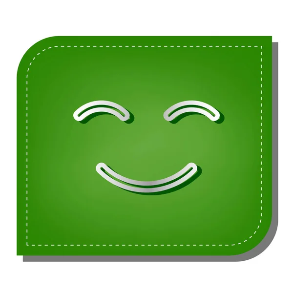 笑顔のアイコン 生態パッチされた緑の葉で暗い緑の影とシルバーグラデーションラインアイコン — ストックベクタ