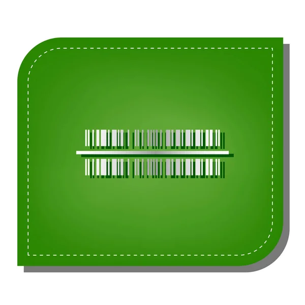Barcode Teken Zilveren Gradiënt Pictogram Met Donkergroene Schaduw Ecologisch Gepatcht — Stockvector