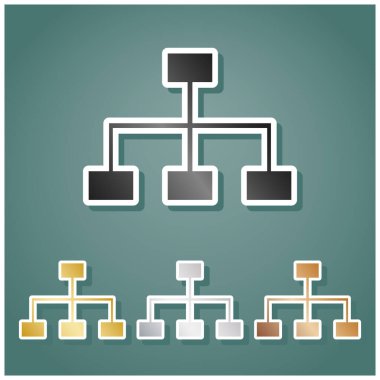 Site haritası işareti. Gri, altın, gümüş ve bronz renkli metalik simgeler seti. Beyaz çizgili ve Viridan arka planında gölgeli..
