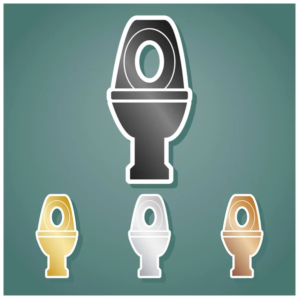 Toilet Sign Illustration Set Metallic Icons Gray Gold Silver Bronze — Stock Vector