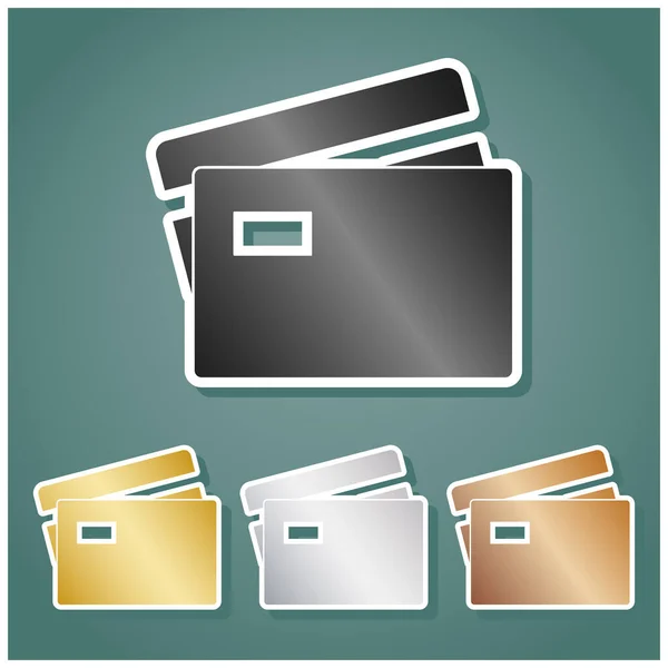 Assinatura Cartão Crédito Conjunto Ícones Metálicos Com Gradiente Cinza Ouro — Vetor de Stock