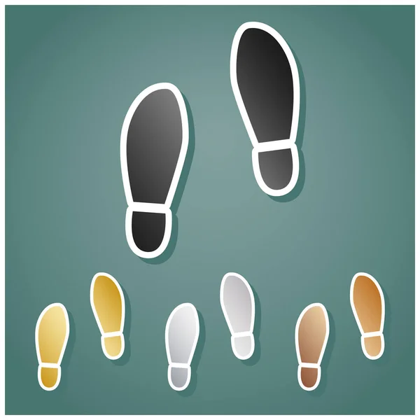 Imprint Soles Shoes Sign Set Metallic Icons Gray Gold Silver — Stock Vector