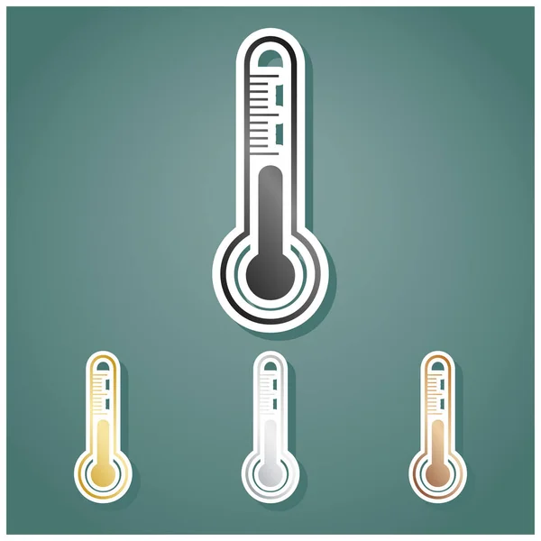 Meteo Diagnosetechnik Thermometer Zeichen Set Von Metallischen Ikonen Mit Grau — Stockvektor