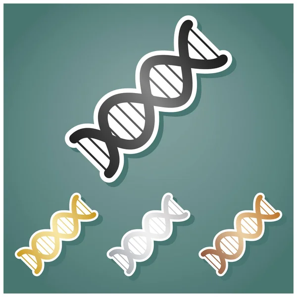 Het Dna Teken Set Metalen Pictogrammen Met Grijs Goud Zilver — Stockvector