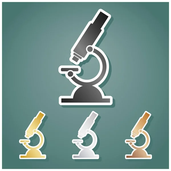 Химический Знак Микроскопа Лаборатории Набор Металлических Икон Серым Золотым Серебряным — стоковый вектор