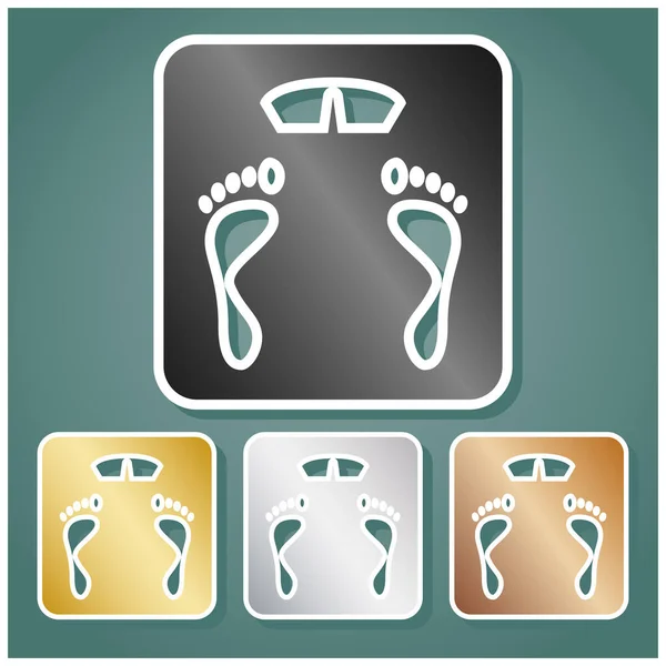 Badezimmerwaage Zeichen Set Von Metallischen Ikonen Mit Grau Gold Silber — Stockvektor