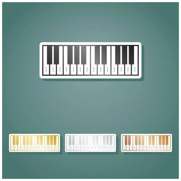 Klaviertastatur Set Von Metallischen Ikonen Mit Grau Gold Silber Und — Stockvektor
