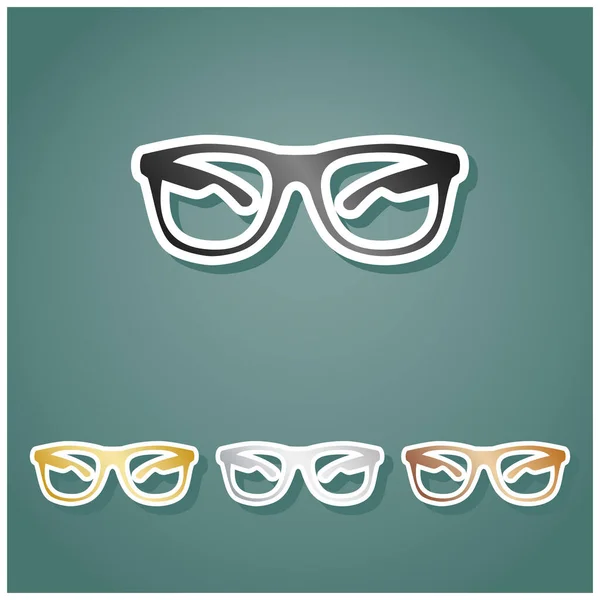 Gafas Sol Signo Ilustración Set Iconos Metálicos Con Gradiente Gris — Vector de stock