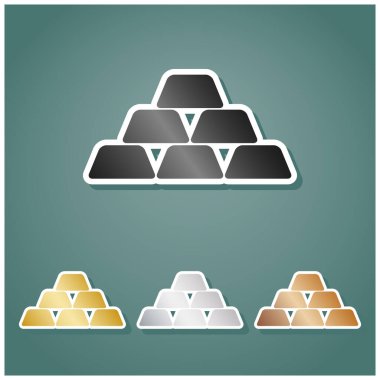 Altın basit bir işaret. Gri, altın, gümüş ve bronz renkli metalik simgeler seti. Beyaz çizgili ve Viridan arka planında gölgeli..