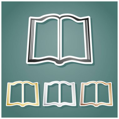 Kitap imzası. Gri, altın, gümüş ve bronz renkli metalik simgeler seti. Beyaz çizgili ve Viridan arka planında gölgeli..
