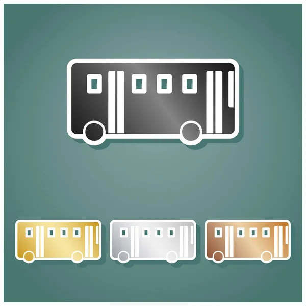 Bus Simple Signe Ensemble Icônes Métalliques Avec Dégradé Gris Argent — Image vectorielle