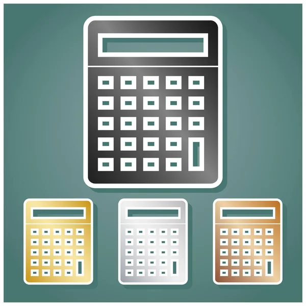 Calculator Simple Sign Set Metallic Icons Gray Gold Silver Bronze — Stock Vector