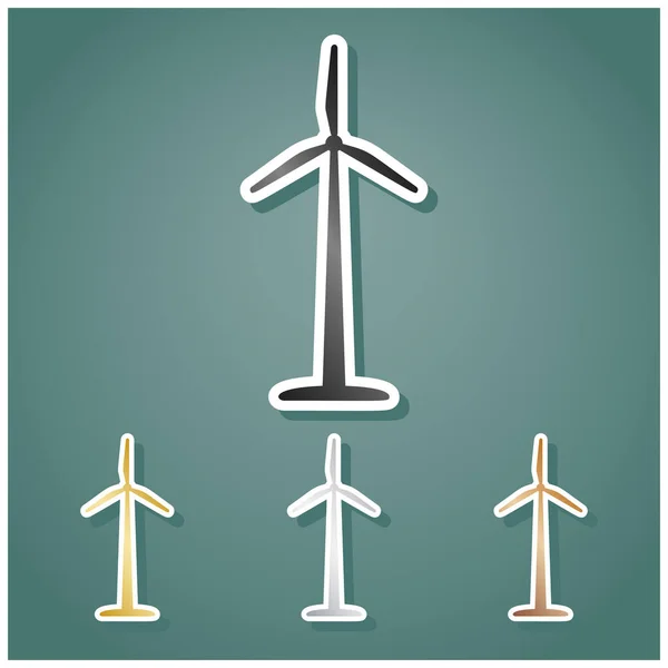 Logo Lub Znak Turbiny Wiatrowej Zestaw Metalicznych Ikon Szarym Złotym — Wektor stockowy