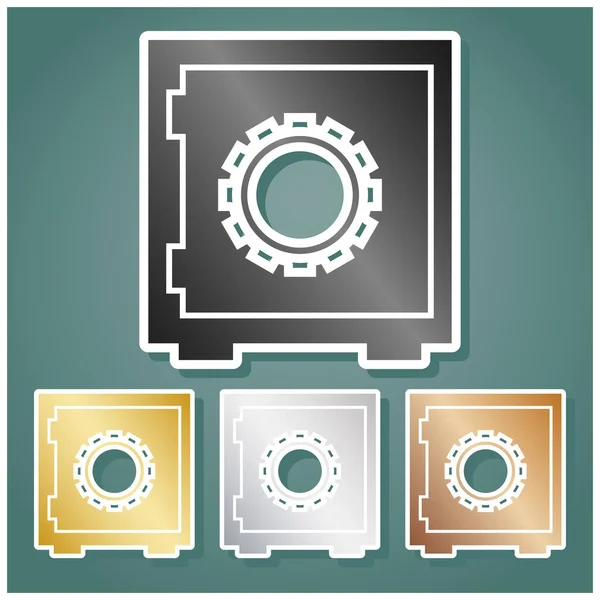 Ασφαλής Απεικόνιση Πινακίδας Κούνια Χρηματοκιβώτιο Χρηματοκιβώτιο Σύνολο Μεταλλικών Εικόνων Γκρι — Διανυσματικό Αρχείο