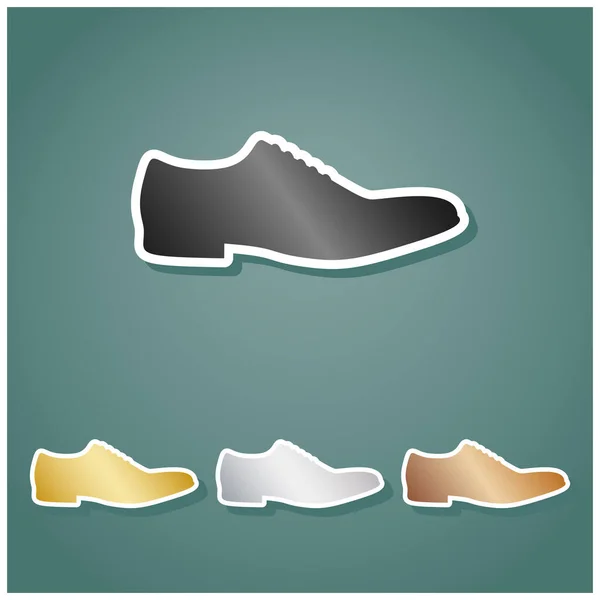 Homens Sapatos Assinar Conjunto Ícones Metálicos Com Gradiente Cinza Ouro — Vetor de Stock