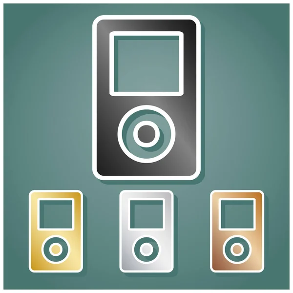 Dispositivo Música Portátil Set Iconos Metálicos Con Gradiente Gris Dorado — Vector de stock