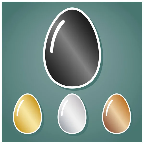 Знак Куриного Яйца Набор Металлических Икон Серым Золотым Серебряным Бронзовым — стоковый вектор