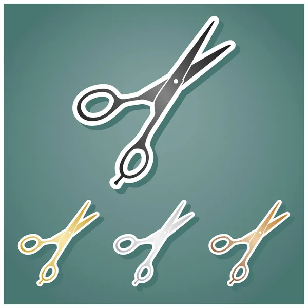 Ciseaux Coupe Cheveux Signe Ensemble Icônes Métalliques Avec Dégradé Gris — Image vectorielle