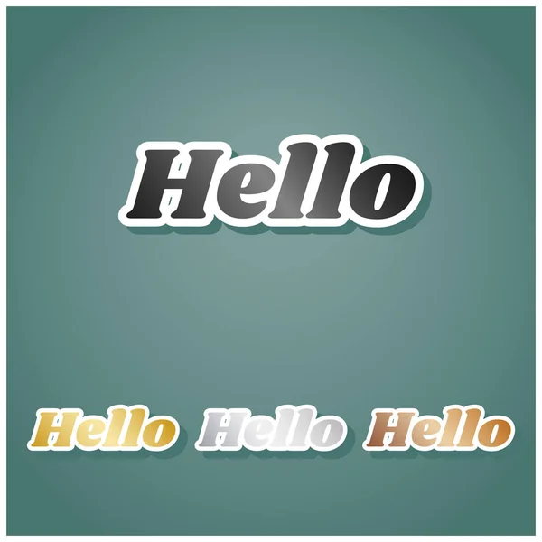 Hello Slogan Set Metallic Icons Gray Gold Silver Bronze Gradient — Stock Vector