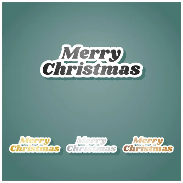 Feliz Lema Navidad Set Iconos Metálicos Con Gradiente Gris Dorado — Vector de stock