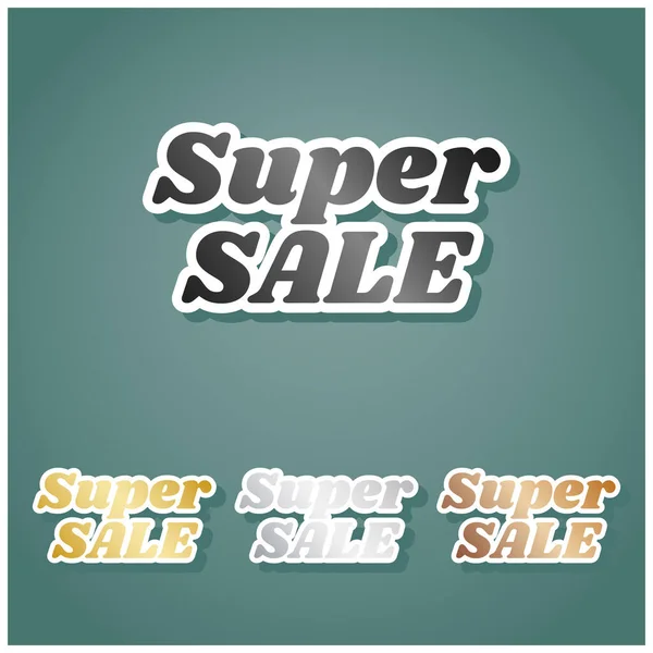 Super Sale Inscription Set Metallic Icons Gray Gold Silver Bronze — Stock Vector