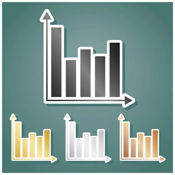 Sinal Gráfico Negócios Conjunto Ícones Metálicos Com Gradiente Cinza Ouro — Vetor de Stock