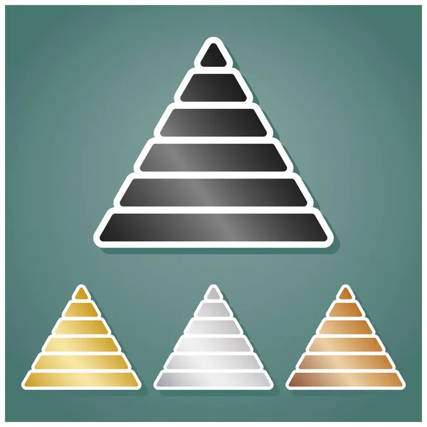 Maslow Pyramid Sign Set Metallic Icons Gray Gold Silver Bronze — Stock Vector