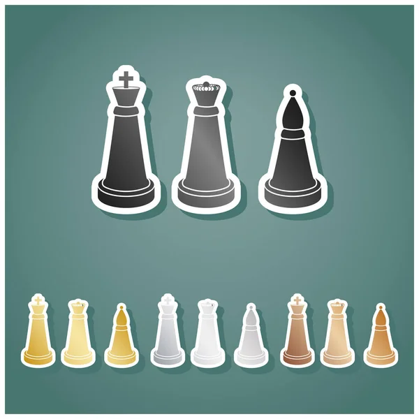 Chiffres Échecs Signe Ensemble Icônes Métalliques Avec Dégradé Gris Argent — Image vectorielle