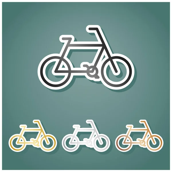 Vélos Panneau Vélo Ensemble Icônes Métalliques Avec Dégradé Gris Argent — Image vectorielle