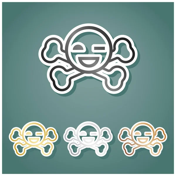 Signo Huesos Cruzados Set Iconos Metálicos Con Gradiente Gris Dorado — Vector de stock