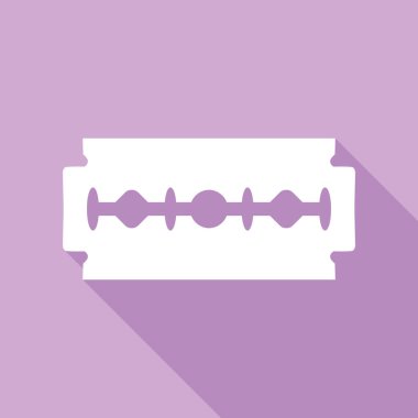 Jilet işareti. Mor arkaplanda uzun gölgesi olan beyaz simge.