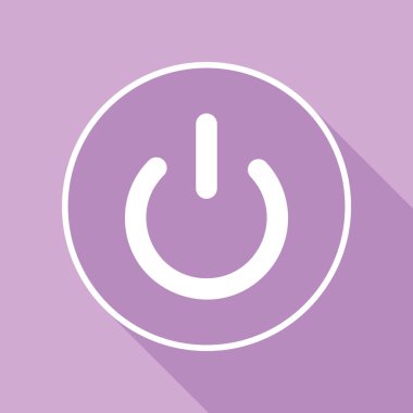 Kapatma düğmesi açık. Mor arkaplanda uzun gölgesi olan beyaz simge.