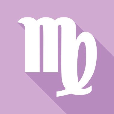 Başak işareti çizimi. Mor arkaplanda uzun gölgesi olan beyaz simge.