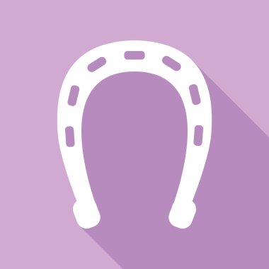 At nalı çizimi. Mor arkaplanda uzun gölgesi olan beyaz simge.