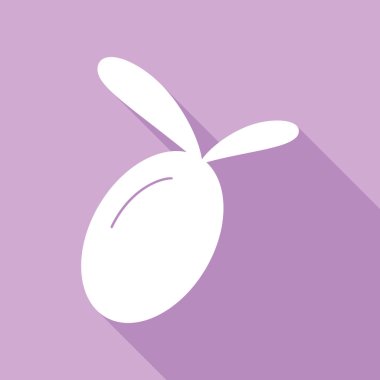 Zeytin işareti illüstrasyonu. Mor arkaplanda uzun gölgesi olan beyaz simge.