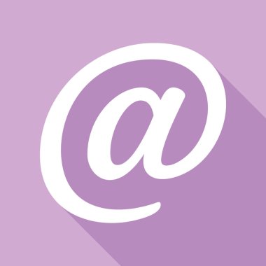 Posta tabelası illüstrasyonu. Mor arkaplanda uzun gölgesi olan beyaz simge.