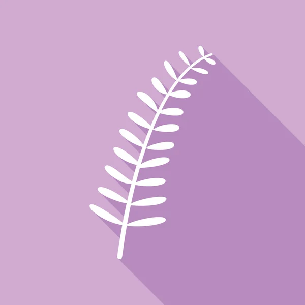 橄榄枝标志 紫色背景的长阴影白色图标 — 图库矢量图片