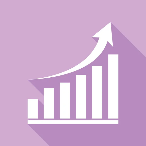 Wachsendes Diagrammzeichen Weiße Ikone Mit Langem Schatten Auf Violettem Hintergrund — Stockvektor