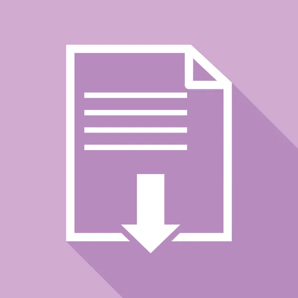 Знак Загрузки Файлов Белая Икона Длинной Тенью Фиолетовом Фоне — стоковый вектор