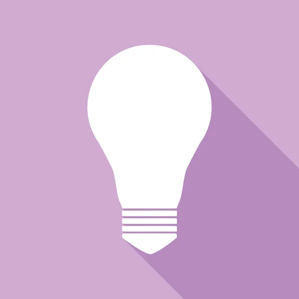 ライトランプの看板 紫色の背景に長い影の白いアイコン — ストックベクタ