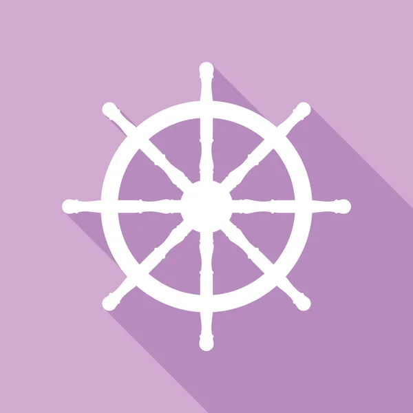 Корабельный Знак Белая Икона Длинной Тенью Фиолетовом Фоне — стоковый вектор