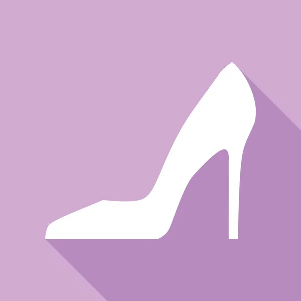 Frauenschuhzeichen Weiße Ikone Mit Langem Schatten Auf Violettem Hintergrund — Stockvektor