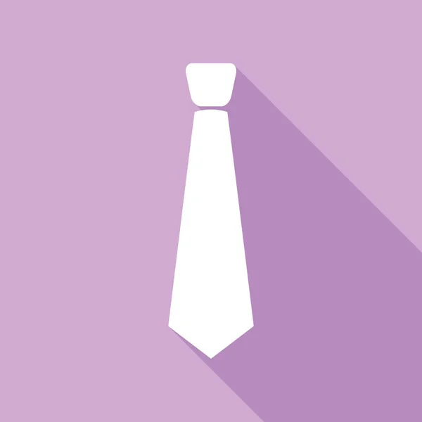 Krawattenzeichen Weiße Ikone Mit Langem Schatten Auf Violettem Hintergrund — Stockvektor